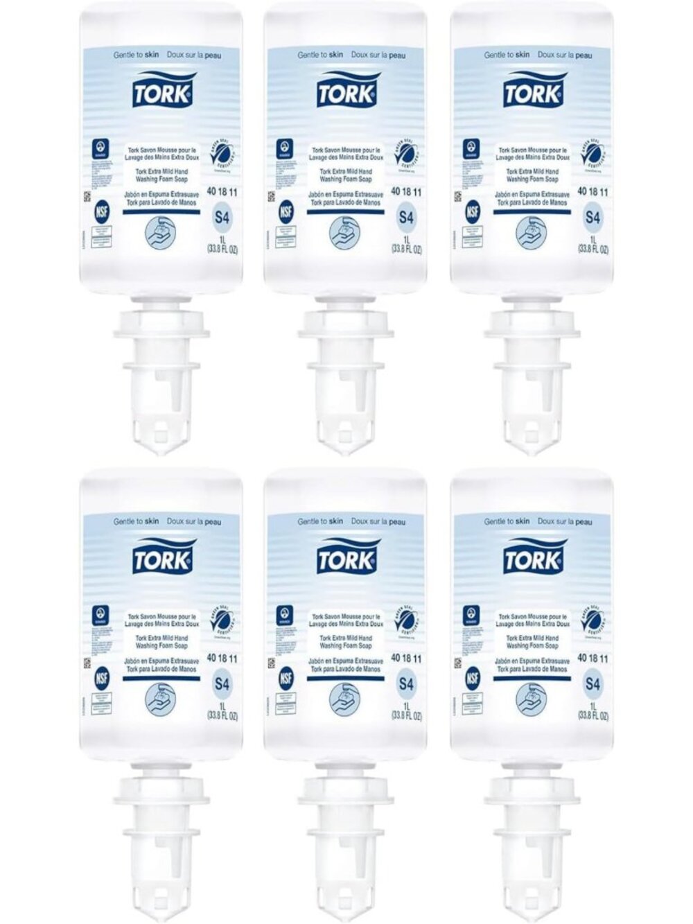 Extra Mild Hand Washing Foam Soap, 6 x 1L, Gentle Cleansing Formula, Bulk Pack